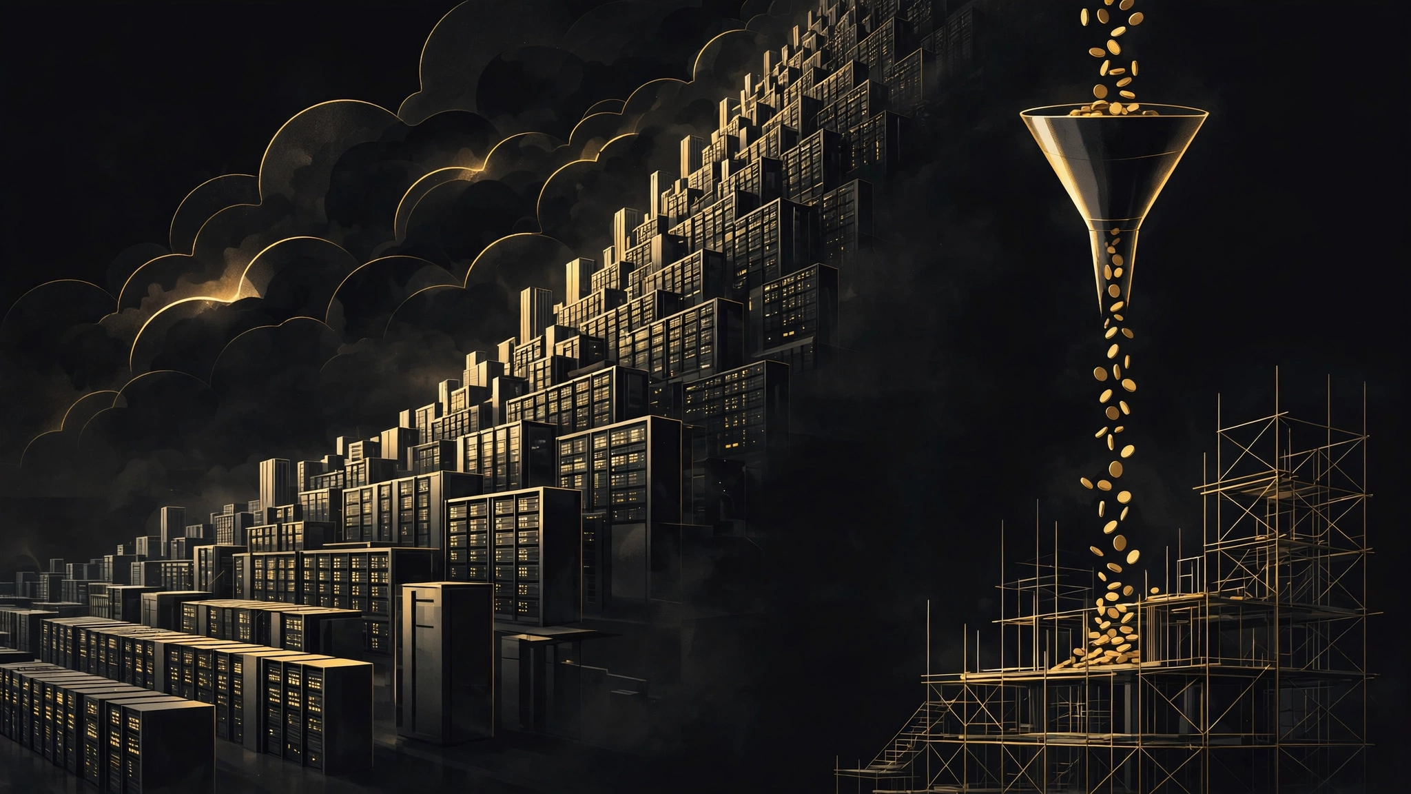 Editorial illustration for AWS Grew 39%. Amazon's Quarterly Capex Hit $77 Billion.