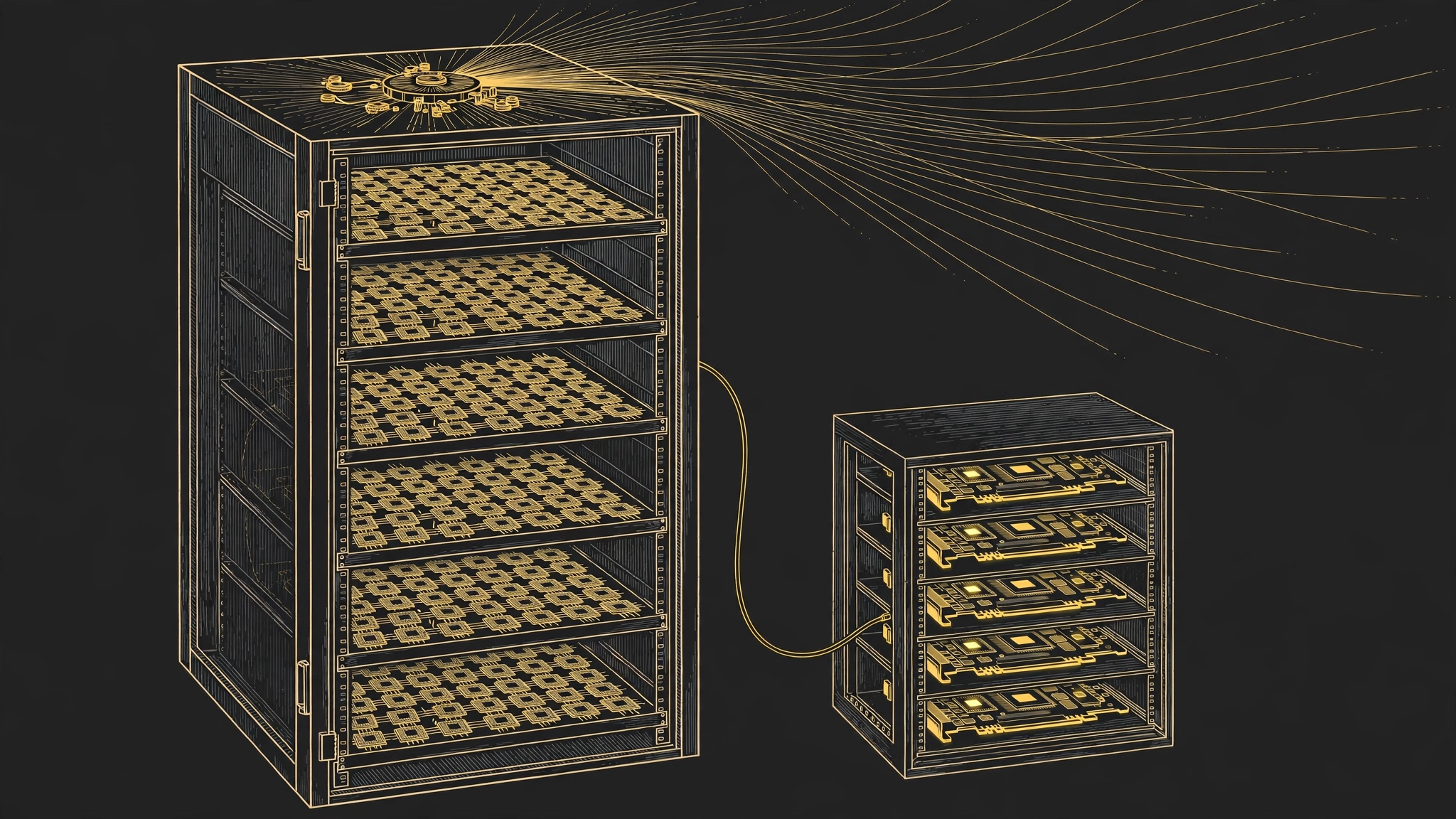 Editorial illustration for AMD's New Rack Is for Agents, Not Models. It Is Also a Blueprint, Not a Box.