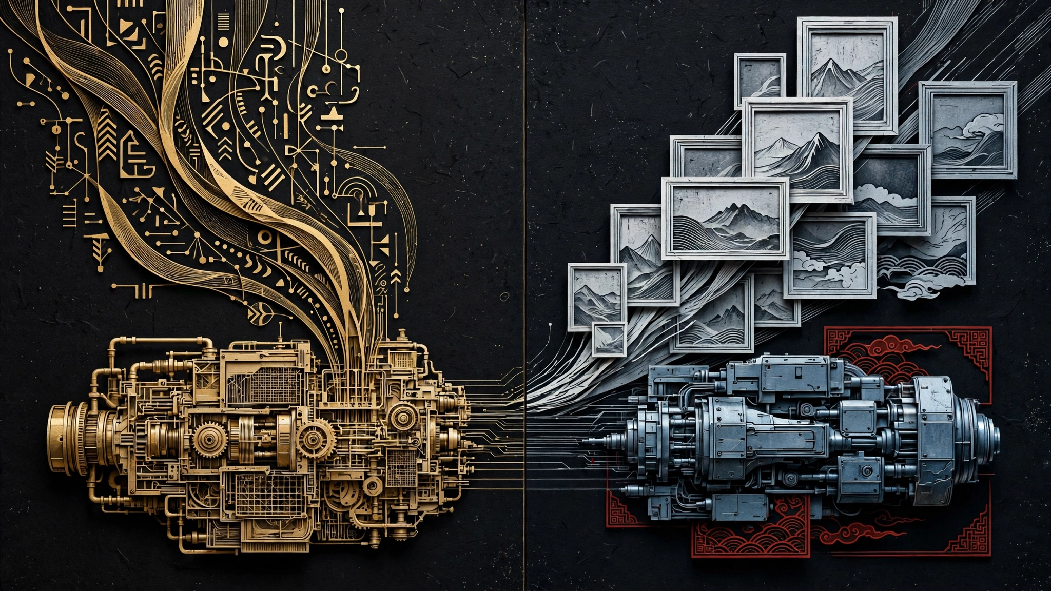 Editorial illustration for The AI Market Is Two Markets Now. China Owns the Visual One.