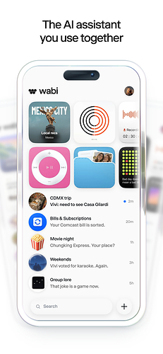 Wabi, a personal AI assistant built for groups, in the product image distributed with its funding announcement